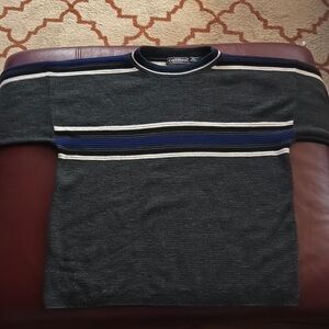 Cattiva Gray Sweater with Blue and White Stripes